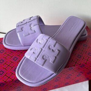 NIB TORY BURCH Double T Sport Slide Sandals Lavender Cloud Size 7 & 8.5